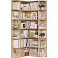 etagere de rangement marron 19 etageres, style industriel finition chene pour salon