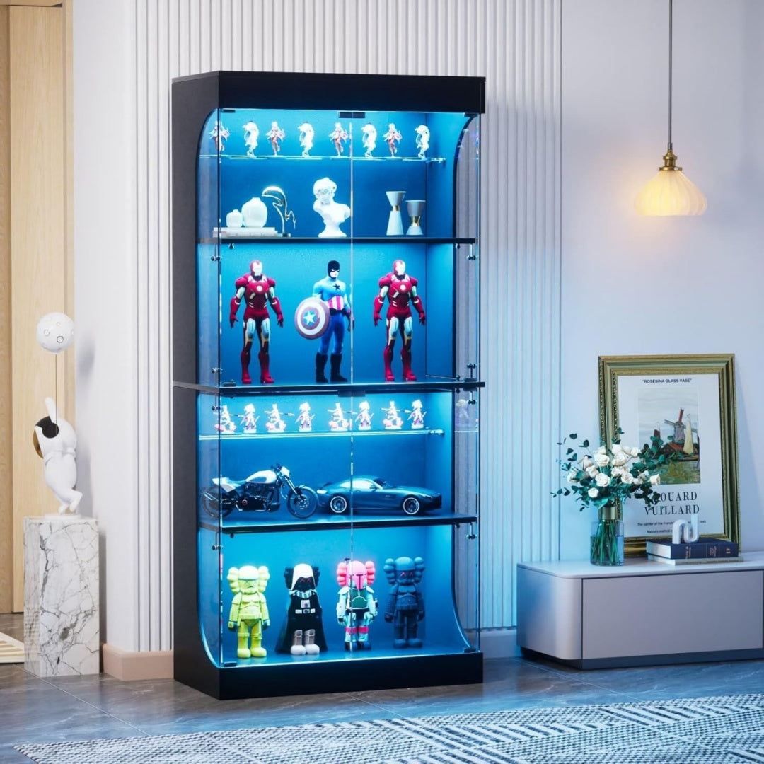 Vitrine gris clair (80 x 35 x 165 cm)