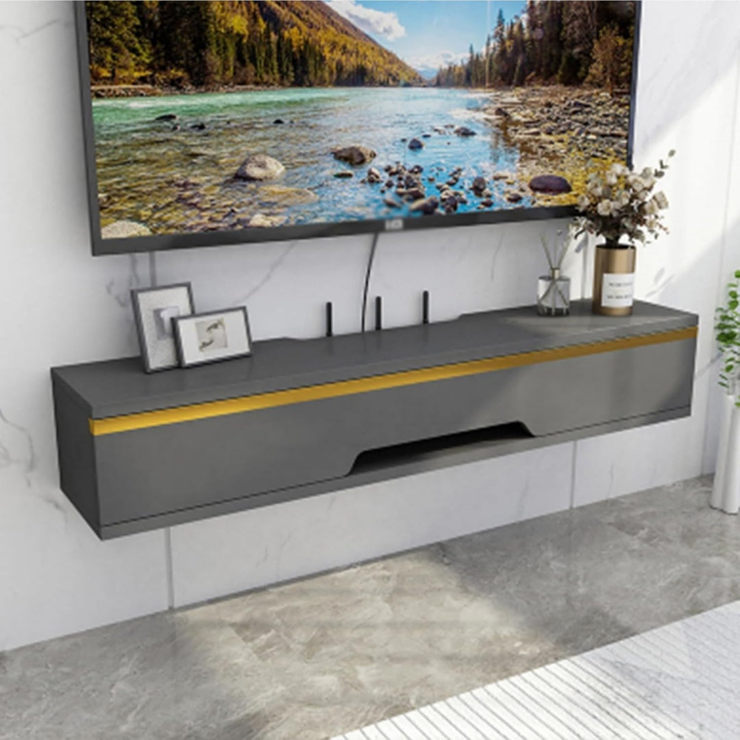 Meuble TV gris en pin robuste