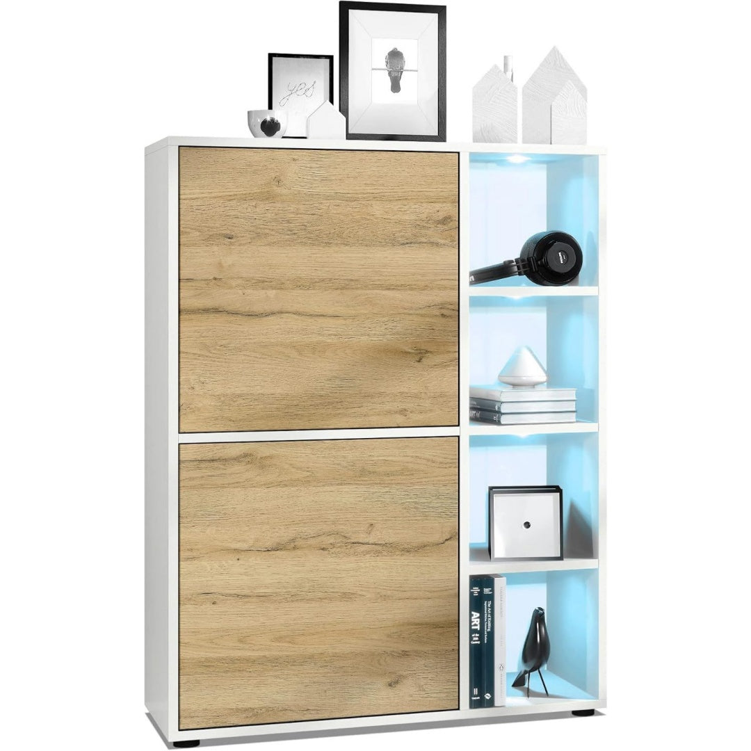 Beige buffet en bois 2 portes