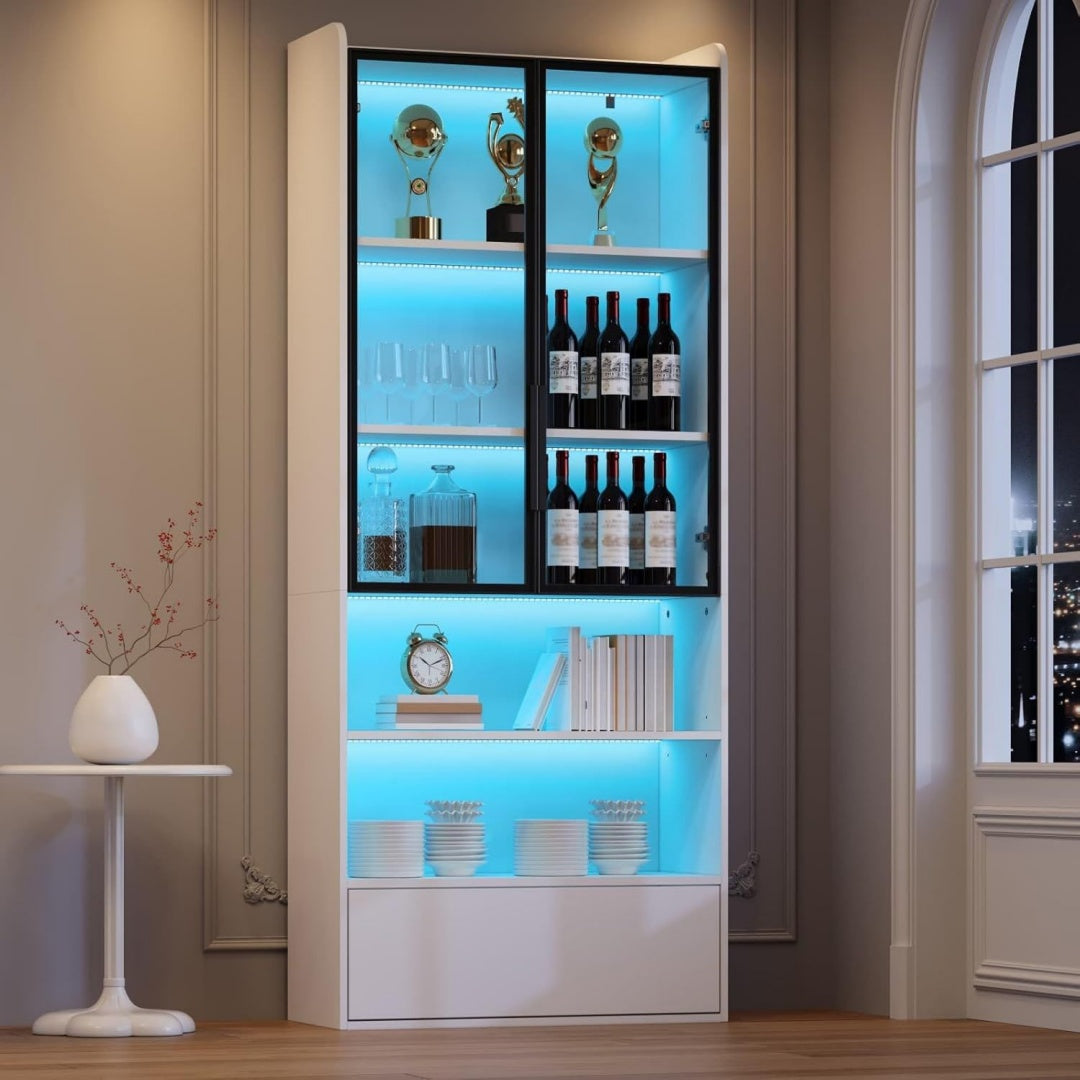 Malin, vitrine rose en panneau de particules