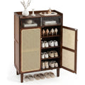 Armoire a chaussures en cuir creme 67 x 33 x 107 cm