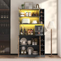 Buffet gris, eclairage LED integre, rangement elegant