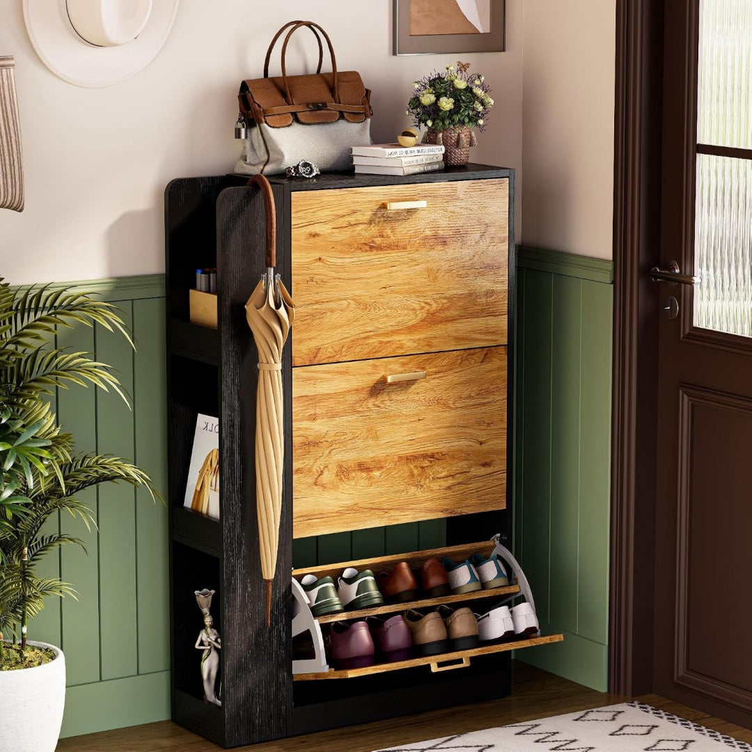 Armoire a chaussures a 3 portes noir 73.5 x 118 x 24 cm