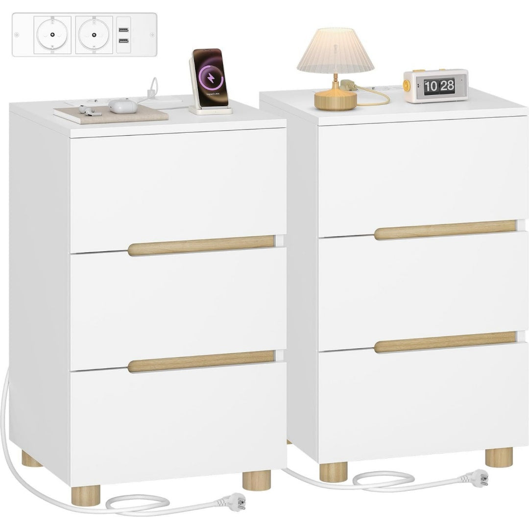 Magnifique table de chevet gris clair design moderne en bois massif