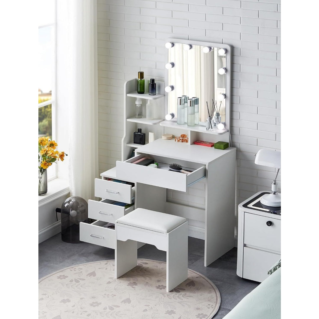 Coiffeuse gris moderne en MDF et metal