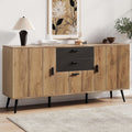 Buffet marron, deux tiroirs, trois portes, assemblage facile