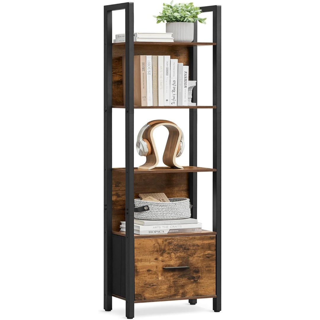 etagere bibliotheque gris hauteur reglable, 9.4 x 15.7 x 65 Inches