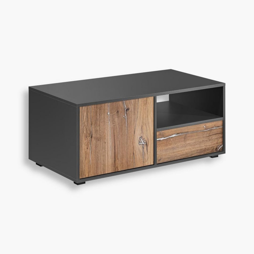 Table basse marron, LED, pour interieur, rangement malin
