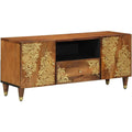 Atout grand espace de rangement, meuble de television marron en bois 2 portes