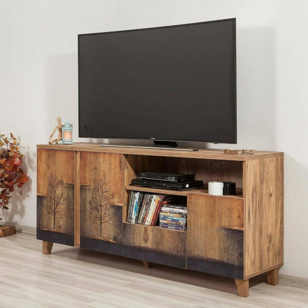 Charme Moderne, meuble de television gris en bois