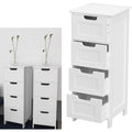 Meuble sur pied gris clair (30 x 30 x 82 cm), quatre tiroirs