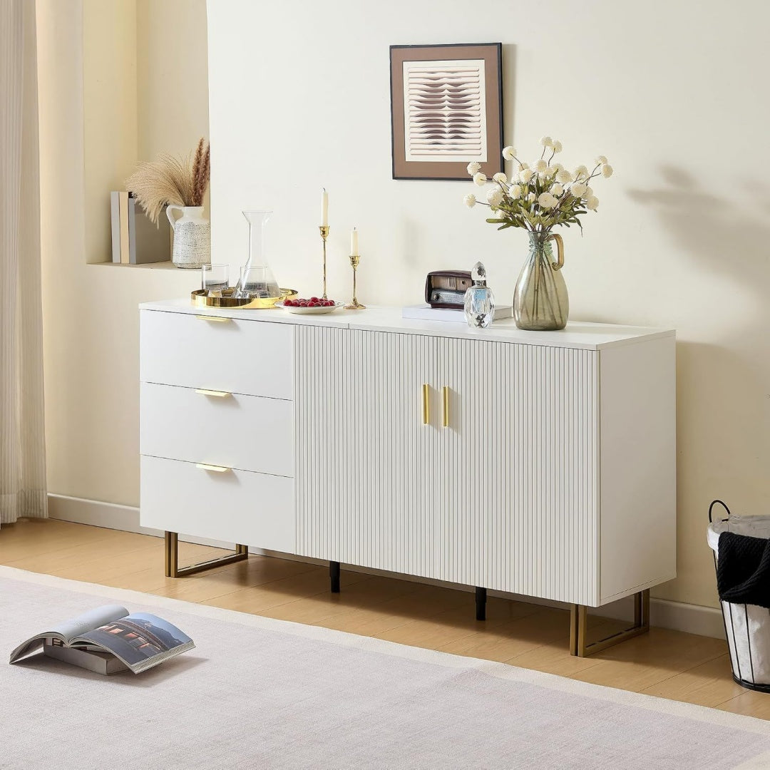 Style Moderne, bahut gris clair en panneau de particules