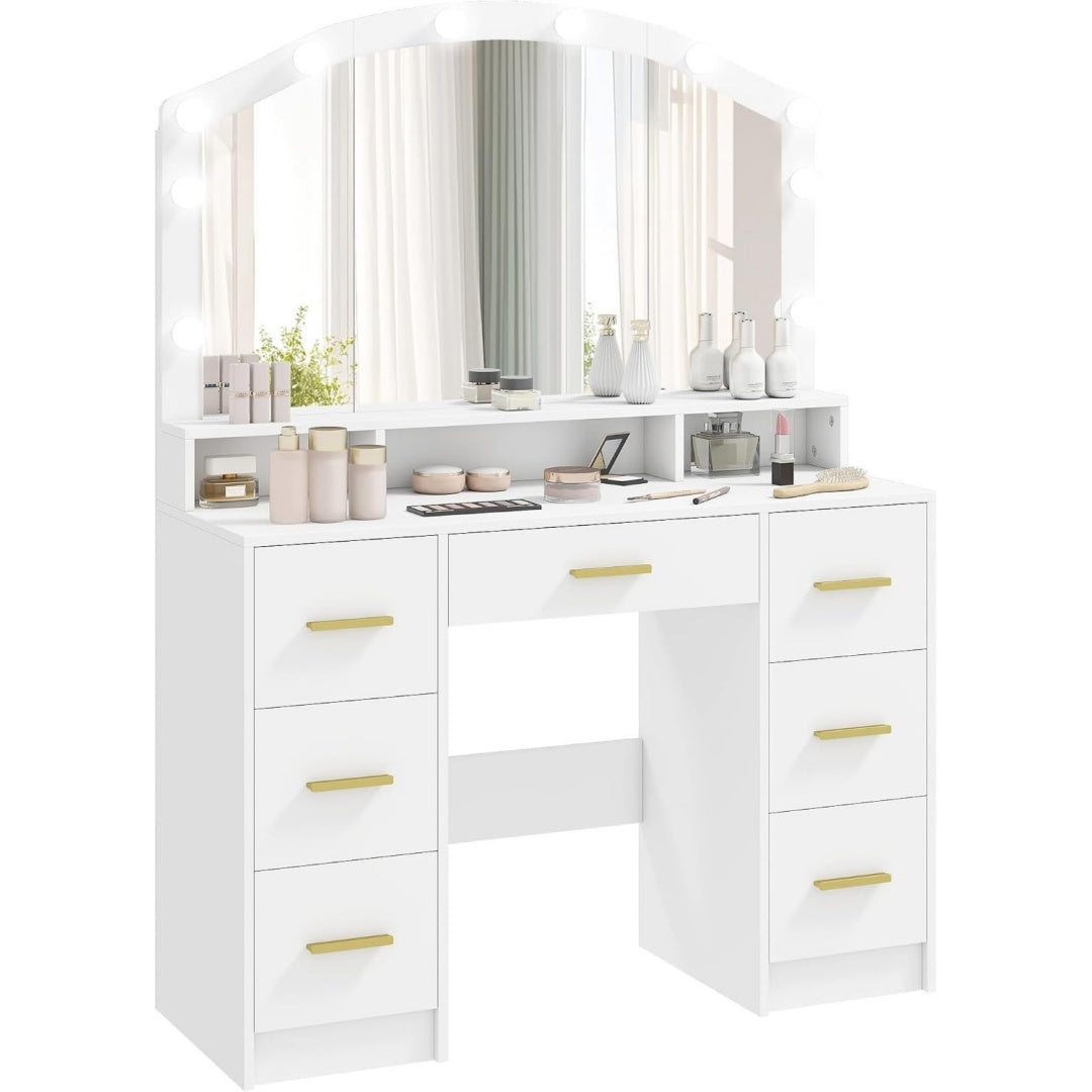 Spacieuse coiffeuse en bois de pin et MDF