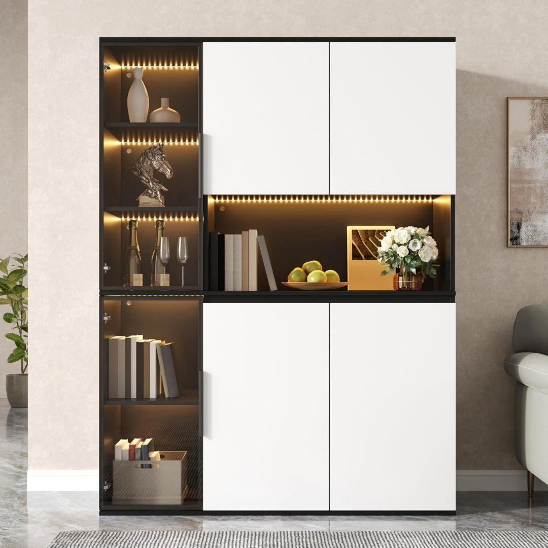 Buffet au design contemporain gris clair structure metallique