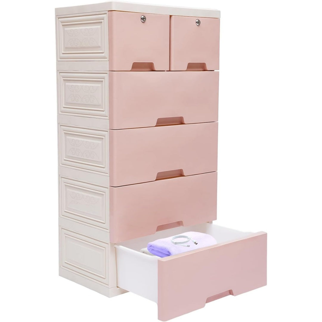 Commode structure metallique 6 tiroirs gris clair