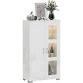 Buffet gris clair 2 etageres de rangement, bois ingenierie design moderne
